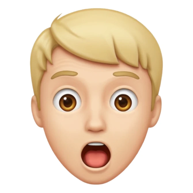 a surprised young man, mouth open, simple emoji style sticker
