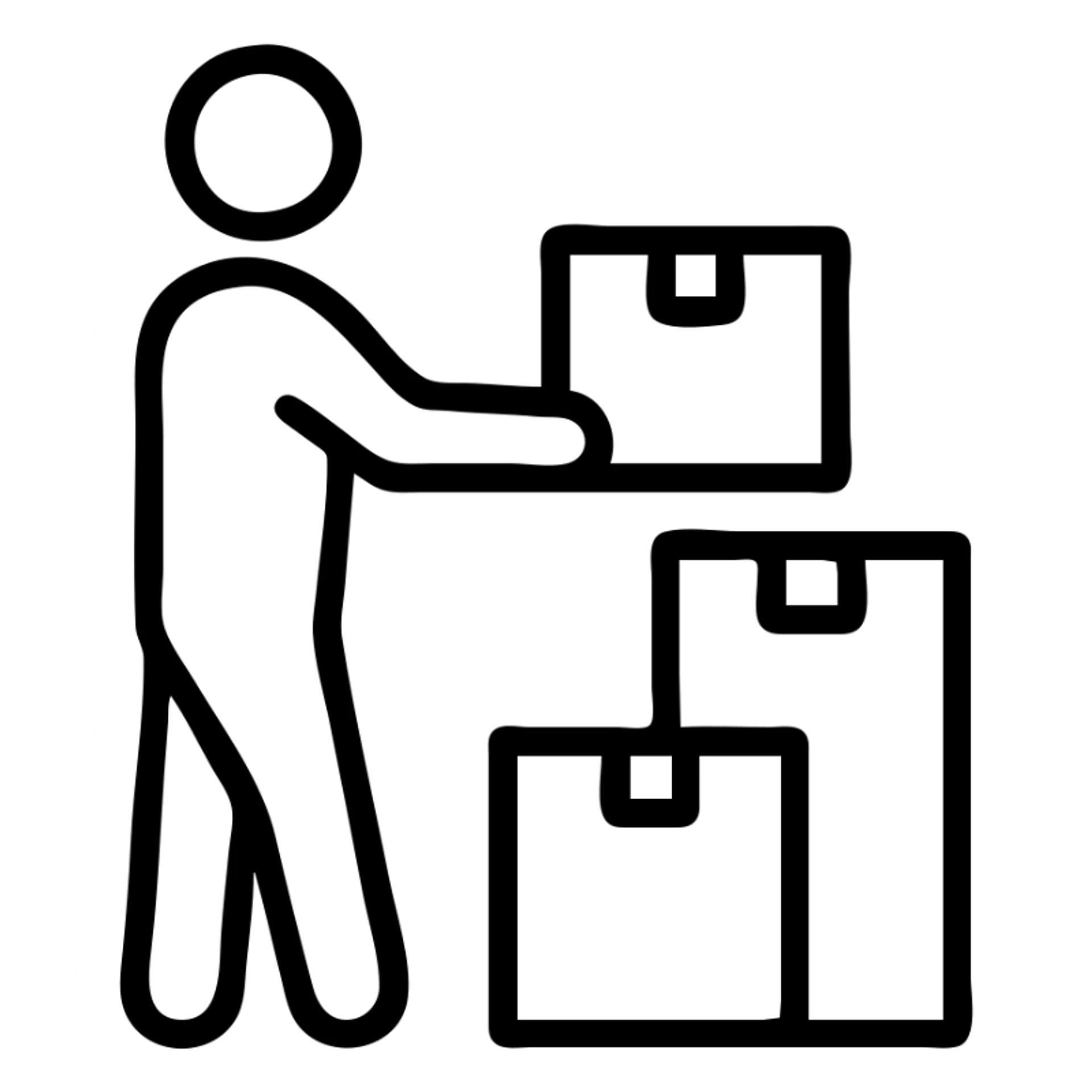 A supplier icon with a person handling boxes and supplies sticker
