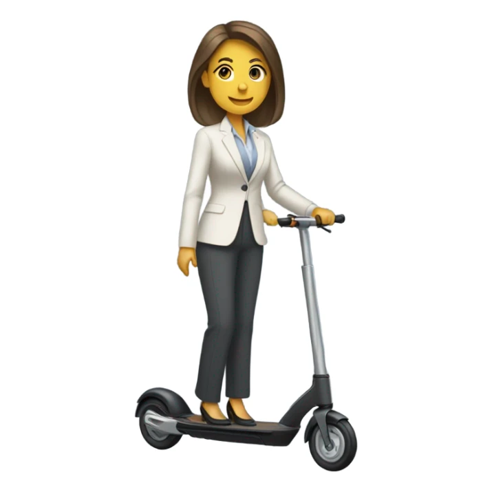 a white women in office look on electric scooter rob sticker