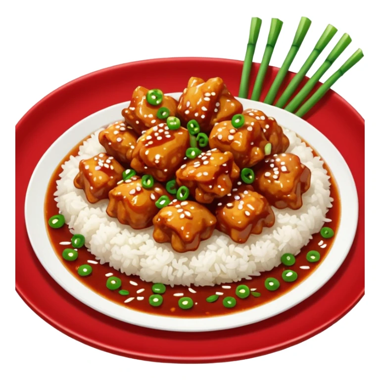 General Tso’s Chinese takeout with white rice sticker
