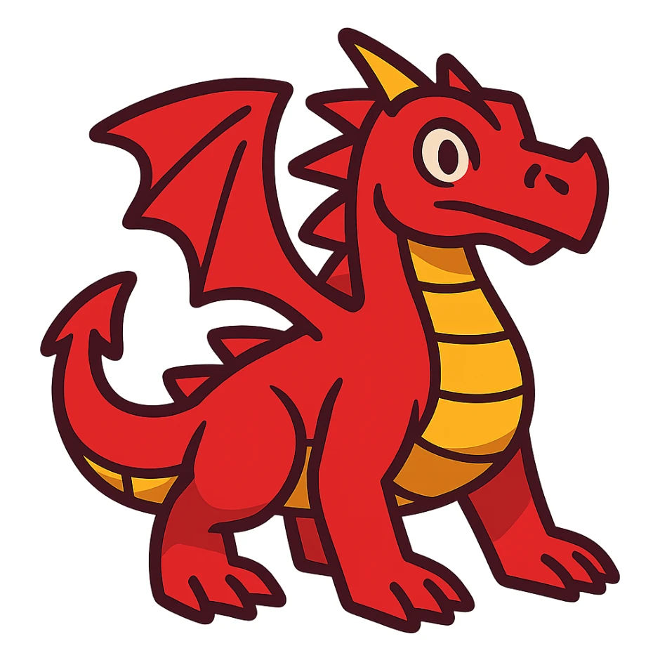 red dragon in vibrant toon style sticker