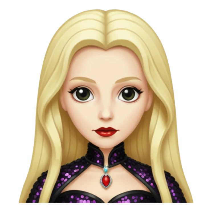 Countess Dracula with long blonde hair and black sequin outfit sticker