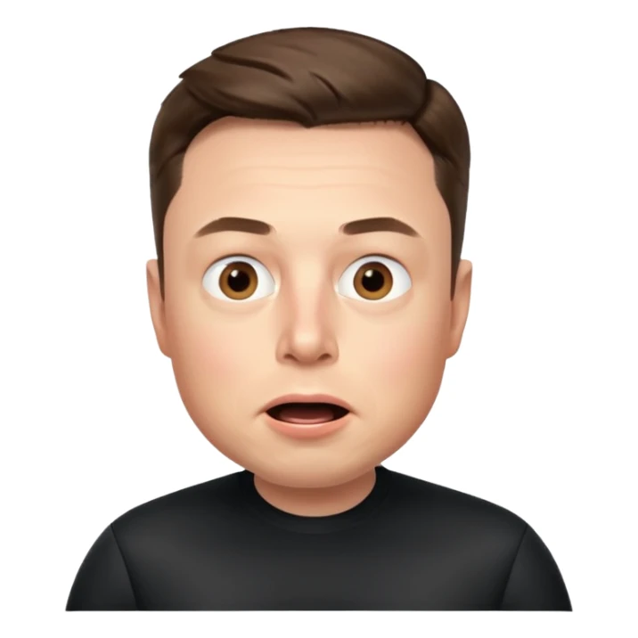 Elon Musk's face in iOS memoji style, surprised expression sticker