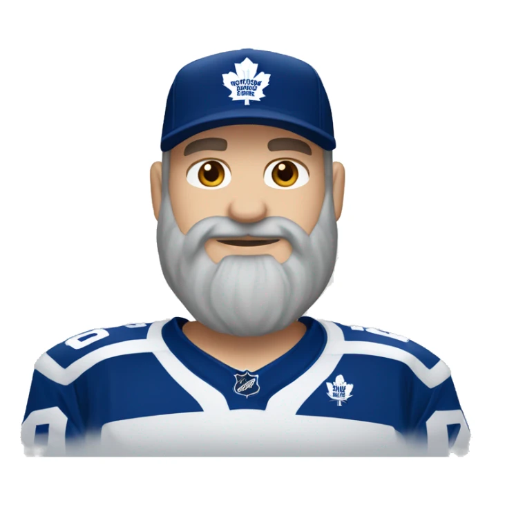 White male long gray beard brown hair Toronto maple leafs jersey sticker
