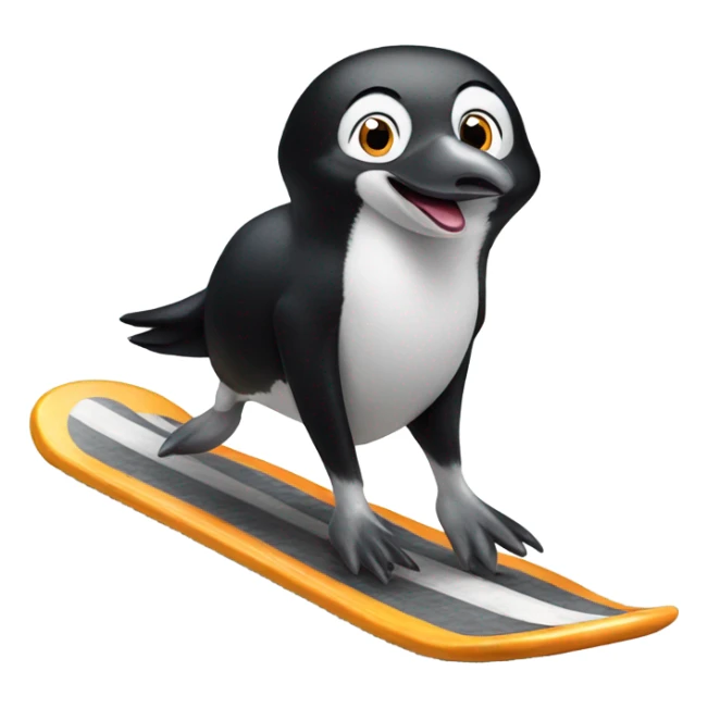 Penguin riding a boarder collie sticker