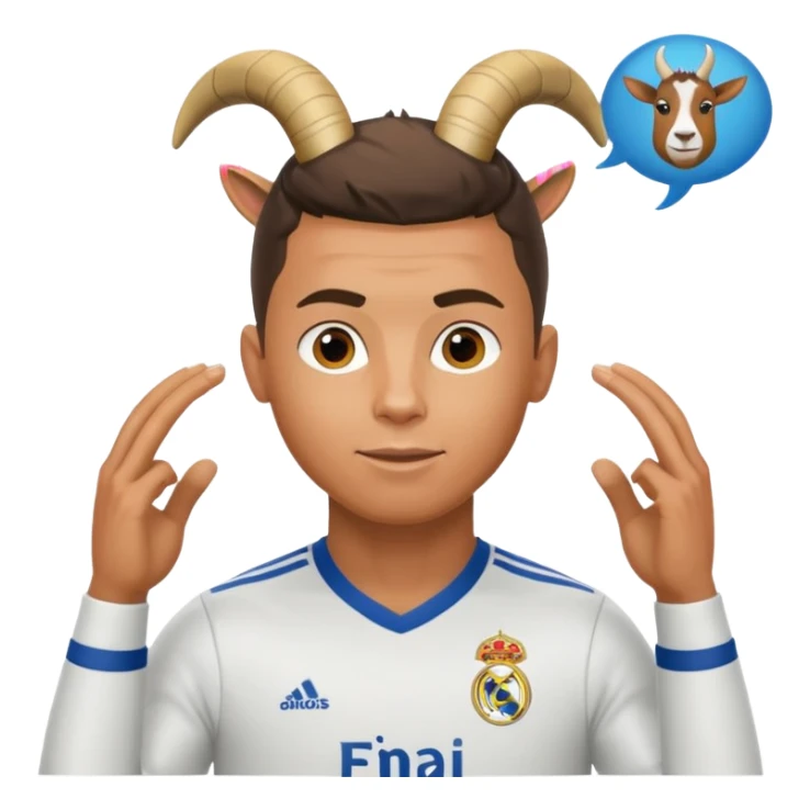 I want Ronaldo in Madrid and something over his head saying GOAT sticker