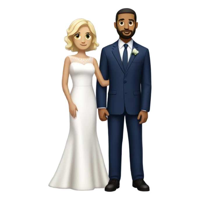 Puerto rican beard short hair with navy blue suit marrying  with blond girl sticker