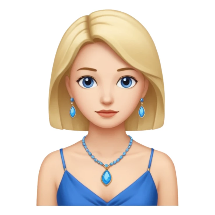 woman with blue dress and necklace sticker