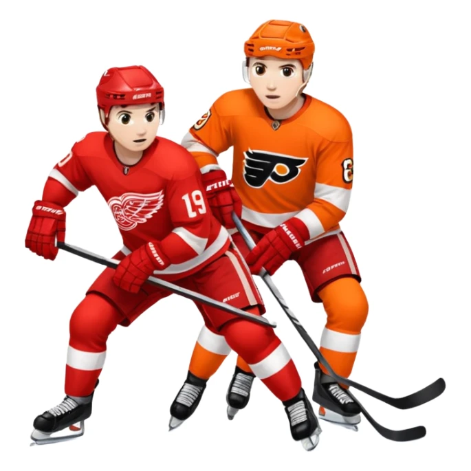 Detroit red wings player slashing flyers player sticker