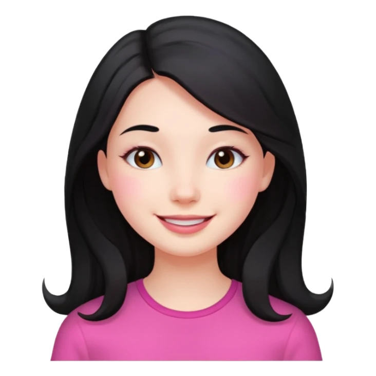 Clean girl long and black Hair an pink cheeks sticker