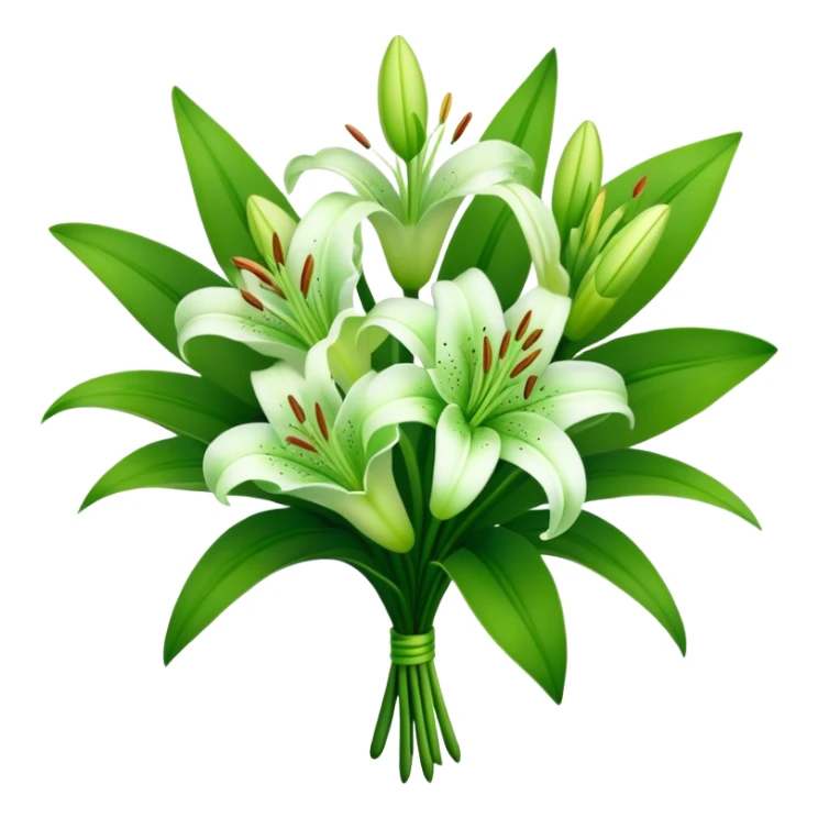 bouquet Soft Green Lily, luxuriant, leaf, bud sticker