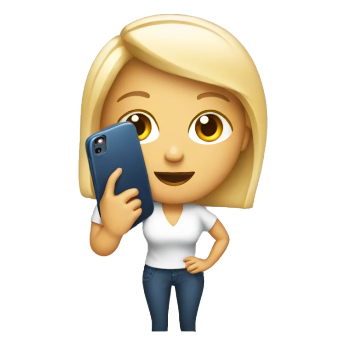 female holding big phone sticker