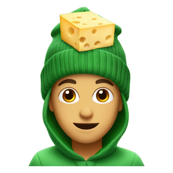 Cheese wearing a green beanie sticker