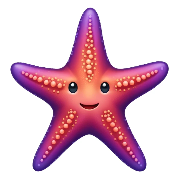 color gradient between red and purple glitter cute starfish sticker