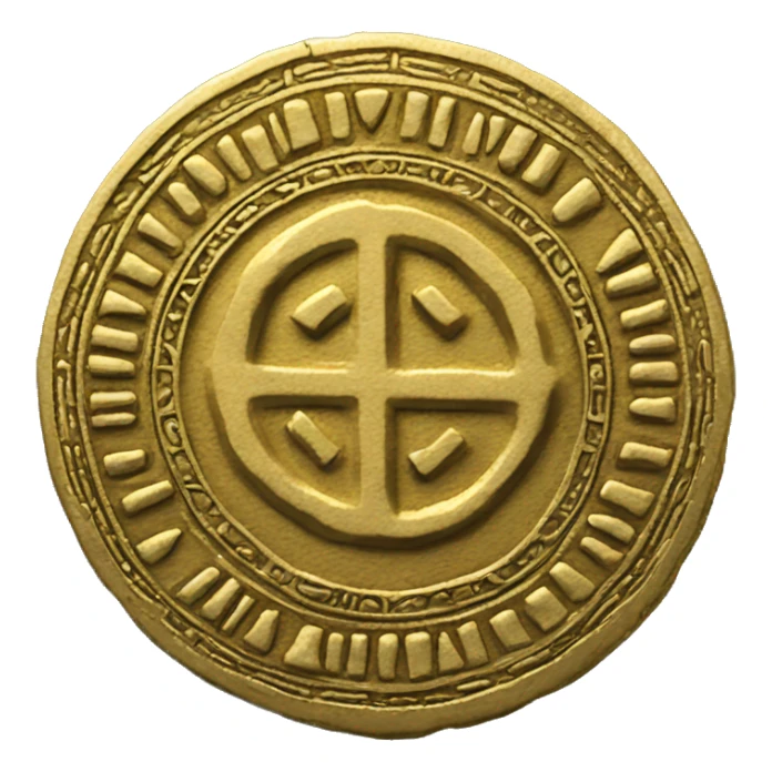 golden theme medieval token with inscription (HI) sticker