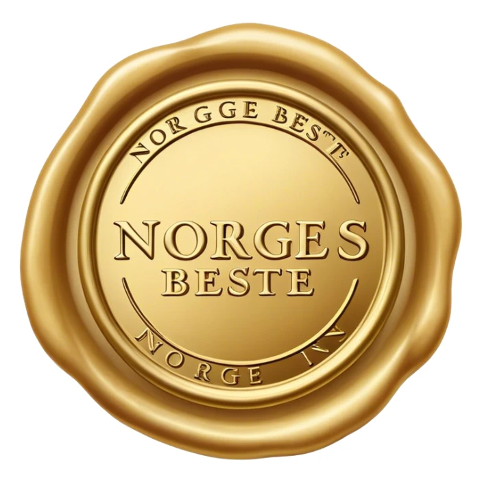 wax seal stamp with one text "Norges beste" sticker