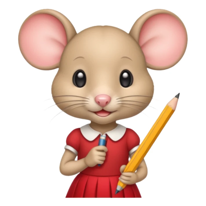 Une souris avec jupe rouge à l'école sticker