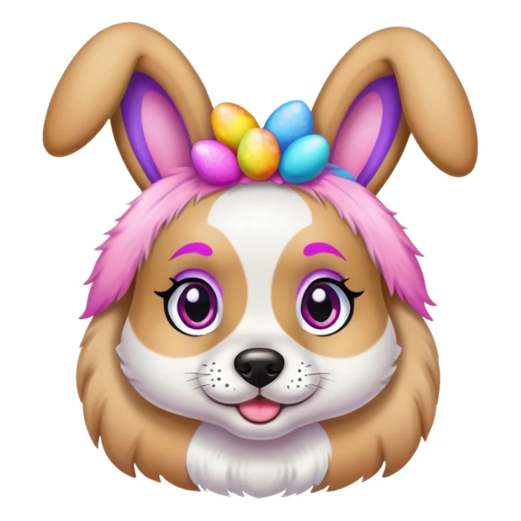 Lisa Frank Easter bunny headband on dog sticker
