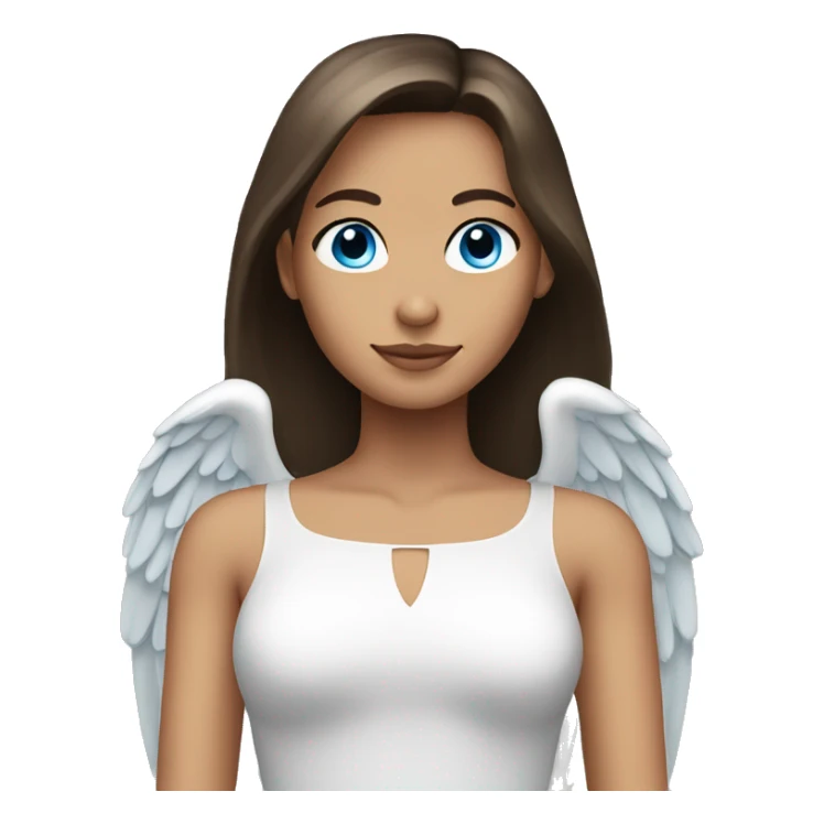 Brunette girl angel with straight hair blue eyes sticker