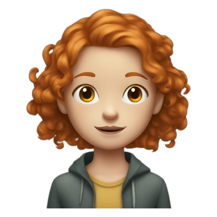 young ginger girl, head, dark big freckles sticker