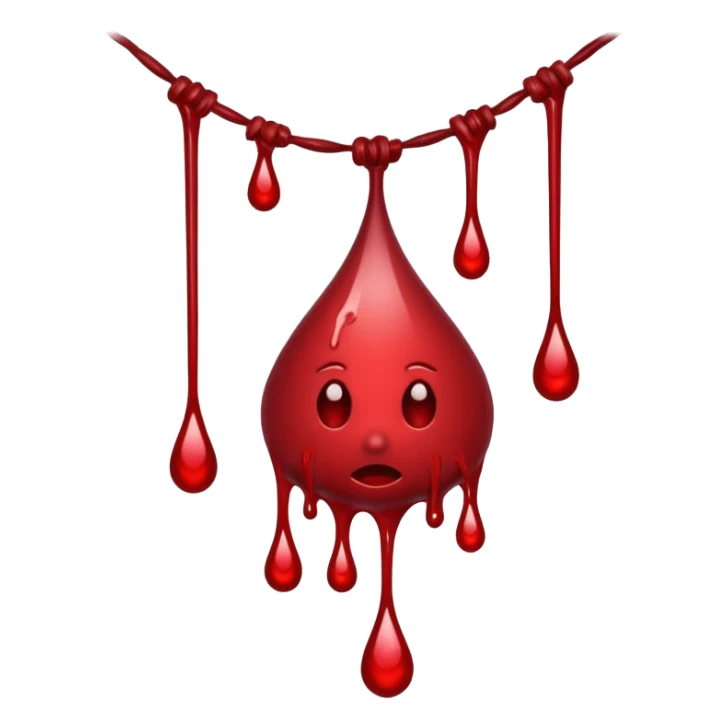 Melting dripping blood running downwards  strings of dark blood sticker