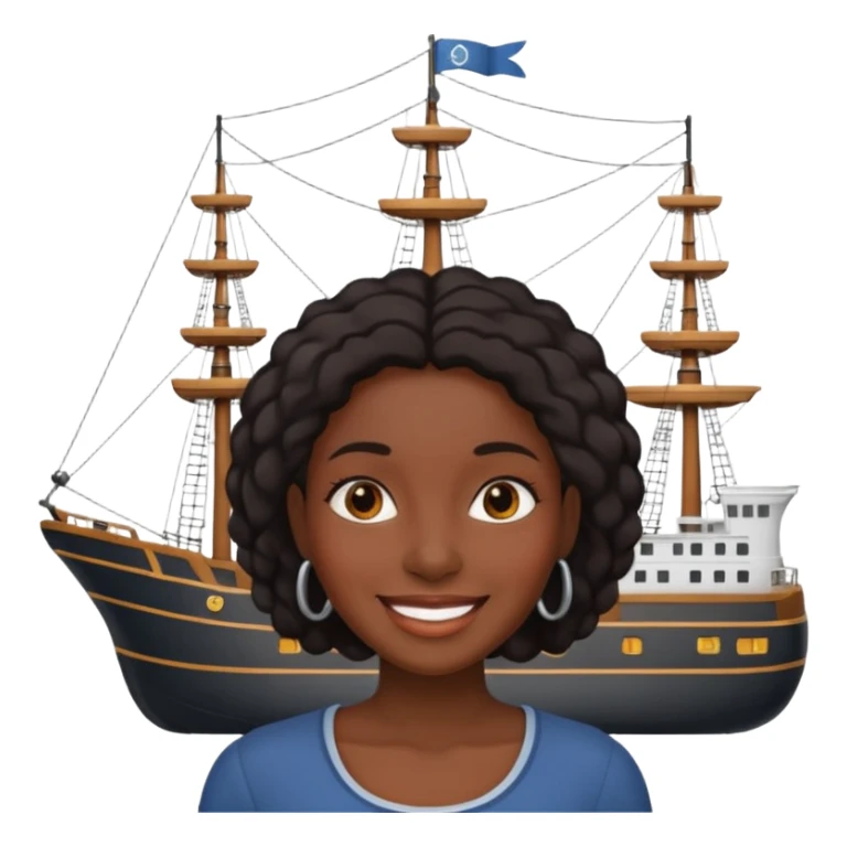 A black women with a ship for a head sticker