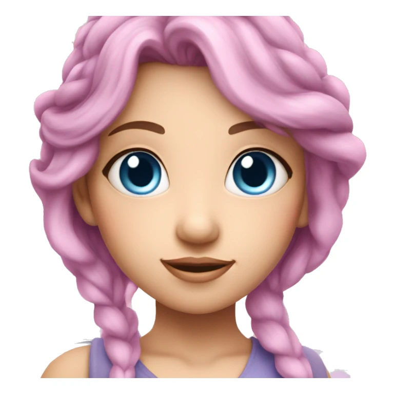 Fairy woman blue eyes pink hair lavender wings  sticker