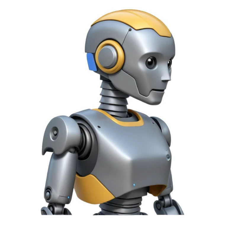 Pregnant male robot emoji. Profile view. Facing left. Square head. sticker