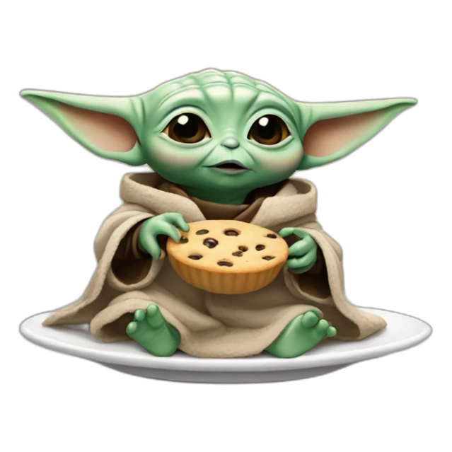 Baby yoda eating cookie sticker