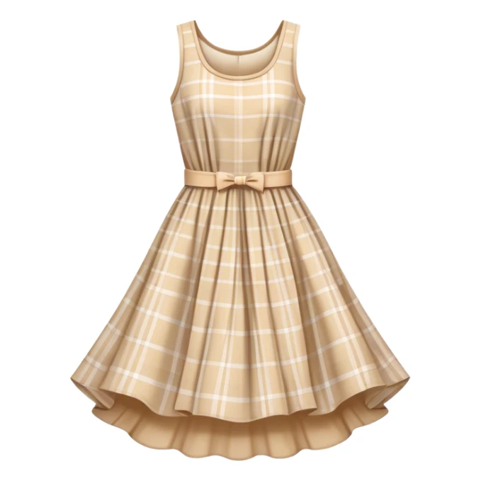 pastel beige plaid spring dress floating in the air sticker