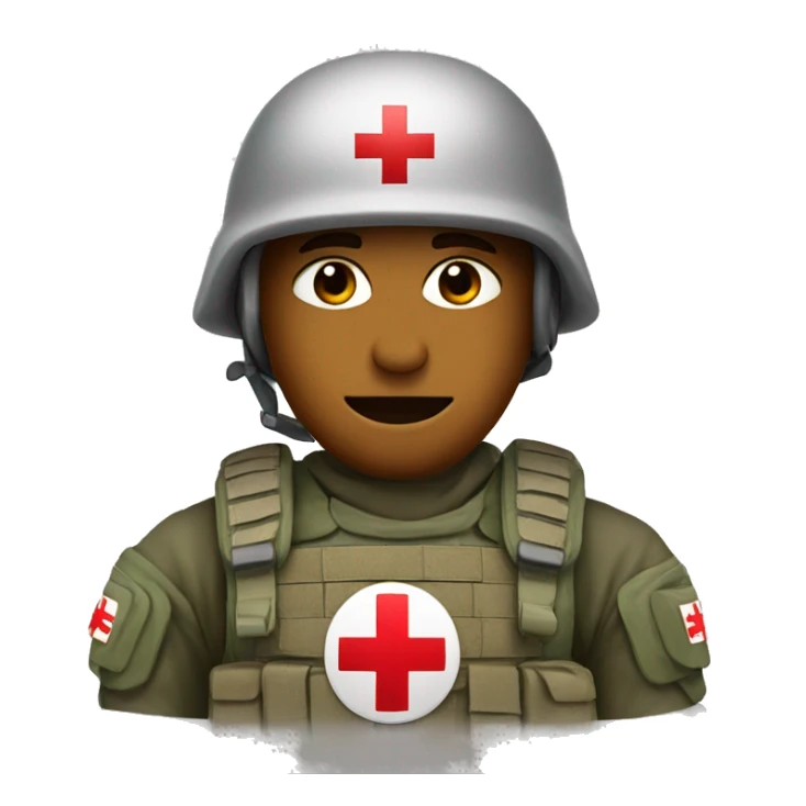 soldier with red medical cross on helmet sticker
