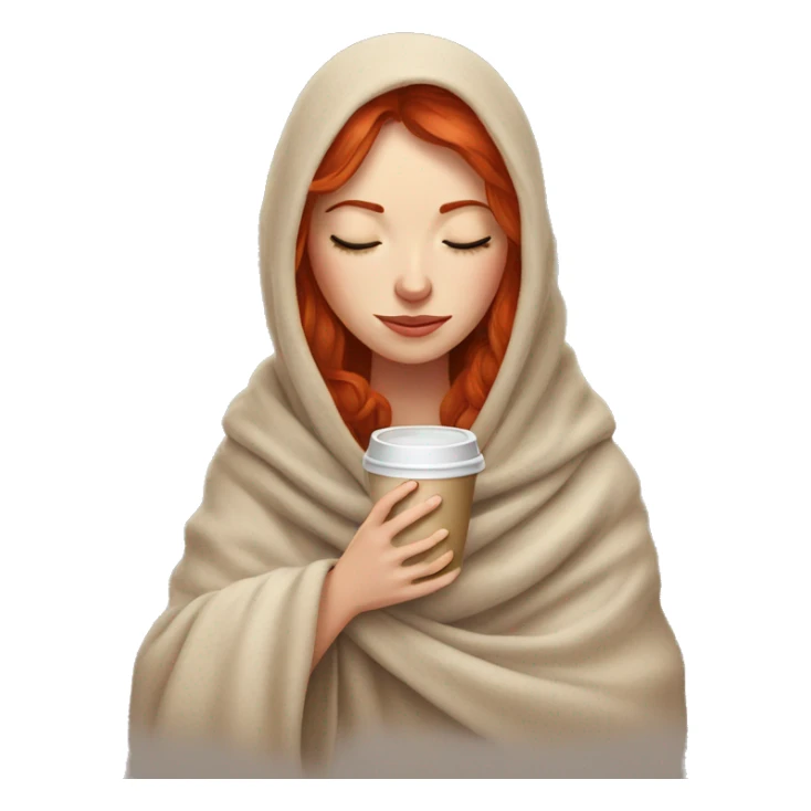 red headed girl in blanket with coffee eyes closed sticker