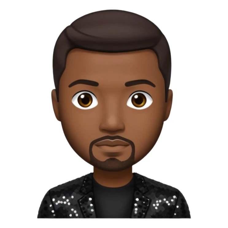 Ray J with dark brown hair, black sequin outfit sticker