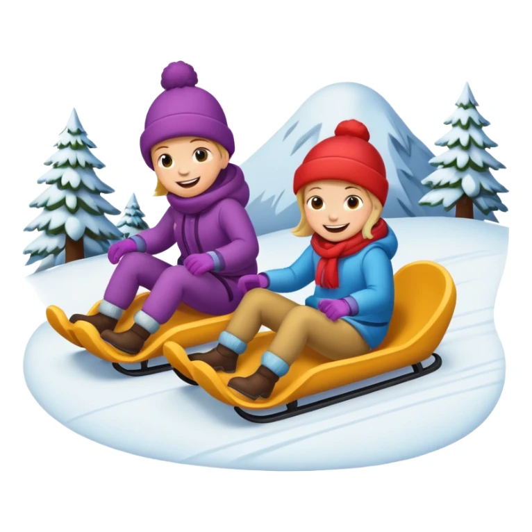 Kids Sledding snowy hill sticker