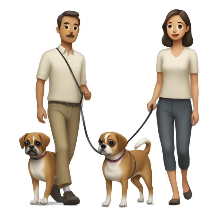 Mid 30s filipina walking two pugaliers on leash sticker