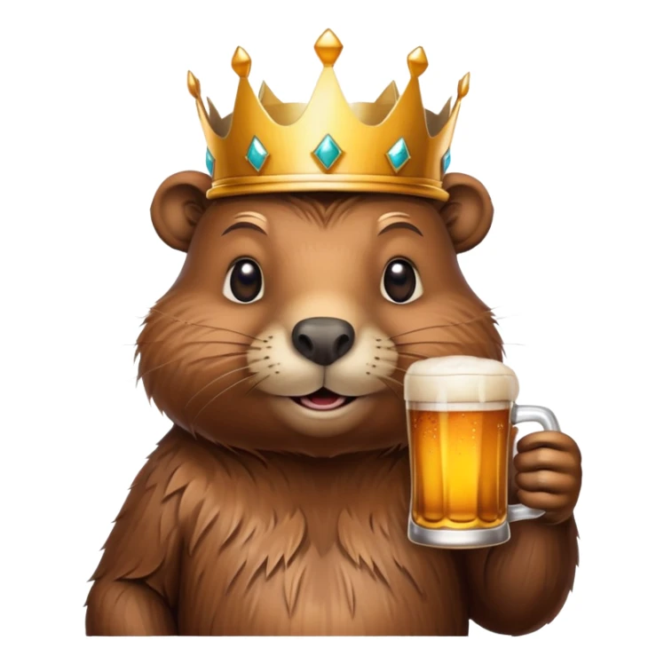 beaver with a crown on head holding a glass of beer sticker