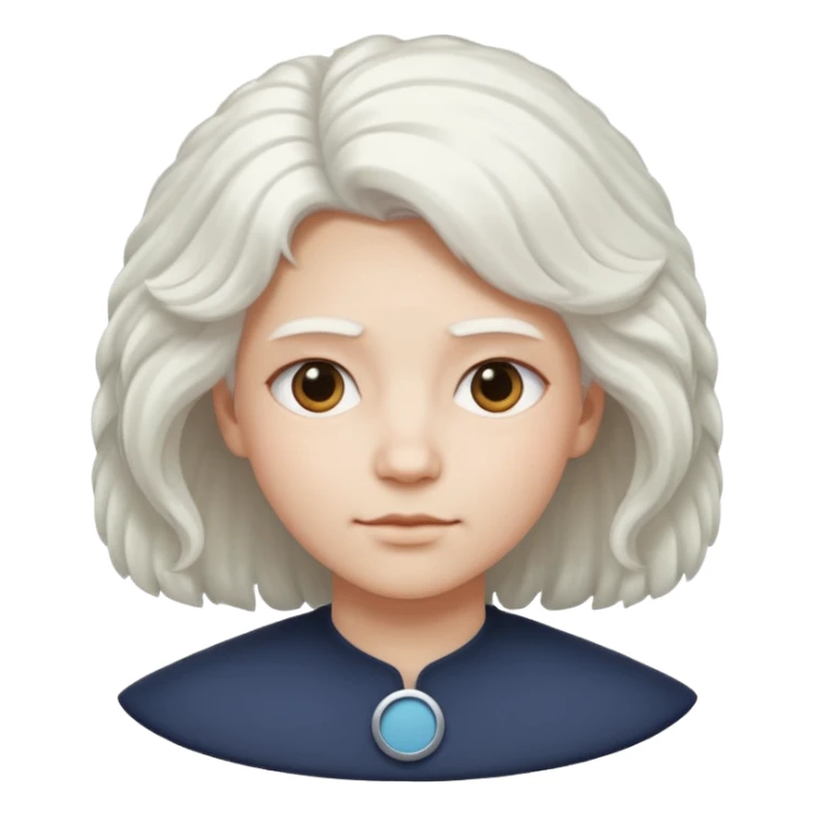 Make a whit circle with a white trapezoid under it and white puffy hair on top the circle  sticker