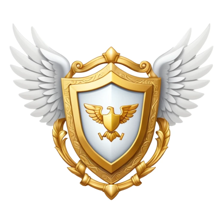 Gold shield with white wings and VIP text in the center sticker