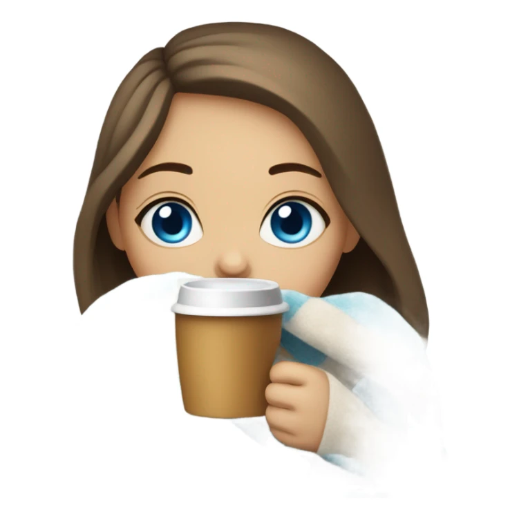 girl inside a blanket sipping coffee blue eyes sticker