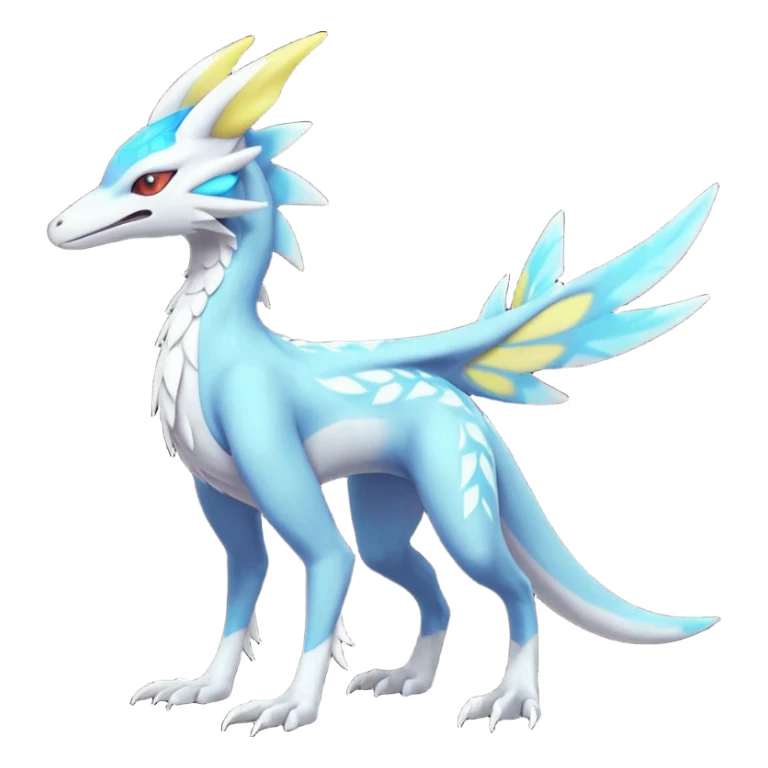 Colorful scaly flurry shiny bioluminescent translucent luminescent neon pastel bright pale Latias-Sergal-Vernid-Silvally-Renamon-Zeraora-Bastet-Fakémon-hybrid-fusion-creature, full body sticker
