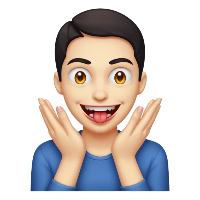 evil grin rubbing hands together with tongue out  sticker