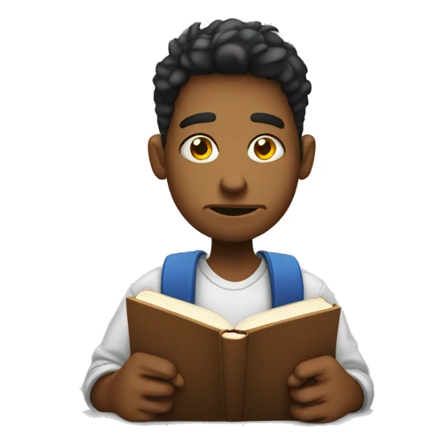 highly bored demotivated young student holding book sticker