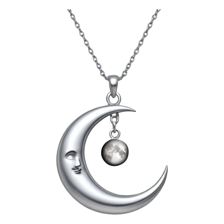 Moon charm in necklace – silver crescent moon
 sticker