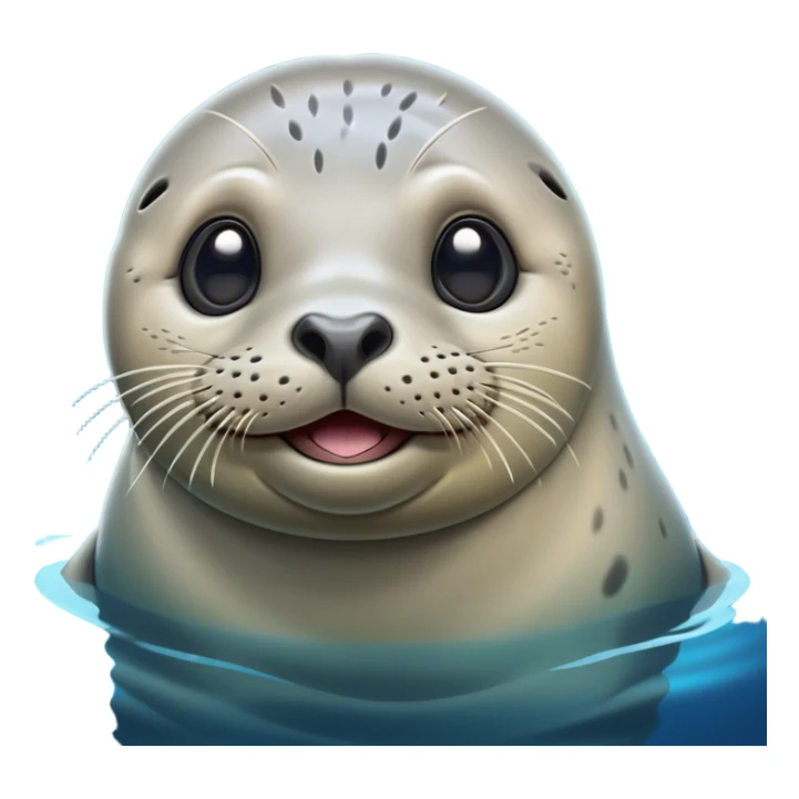 Cinematic Comical harbour seal Portrait Emoji, Head tilted dramatically with an exaggeratedly amused expression, featuring a sleek, agile body with wide, comically expressive eyes full of playful disbelief and a subtly contoured head, Simplified yet hilariously expressive features, highly detailed, glowing with a slightly sassy oceanic glow, high shine, dramatic yet playful, stylized with an air of quirky marine mischief, soft glowing outline, capturing the essence of a meme-worthy harbour seal that looks ready to side-eye its way into viral fame! sticker