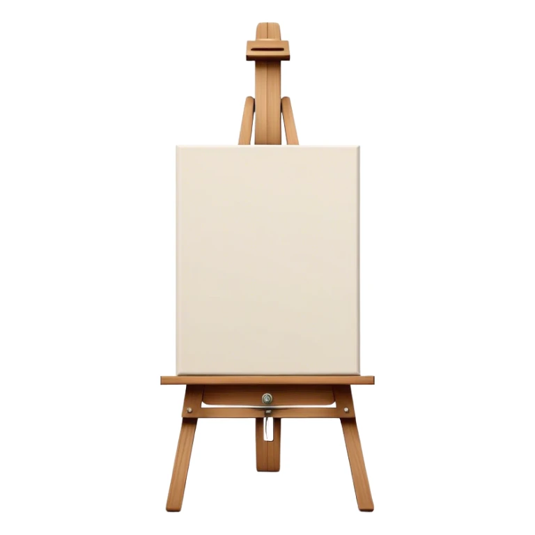 Cinematic Realistic image of a pristine canvas mounted on a sturdy wooden easel, with the canvas’ smooth surface and the easel’s detailed grain rendered in soft natural light, evoking a quiet moment of creative anticipation sticker