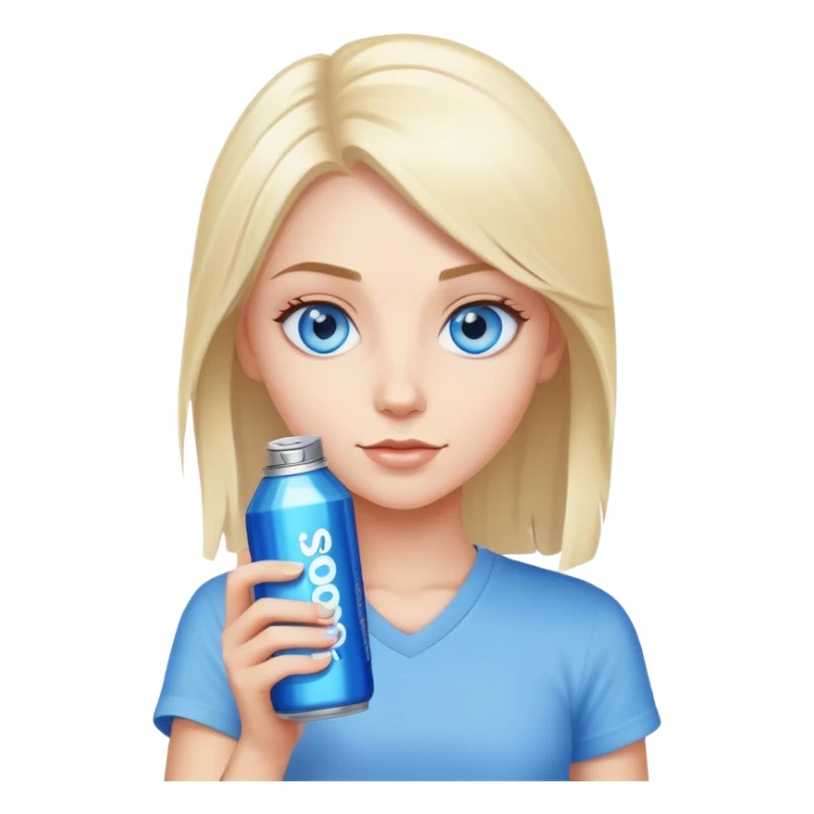 Blue eyed girl holding an energy drink sticker