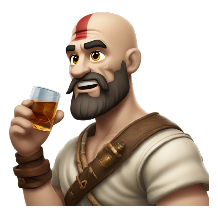 kratos drinking whiskey and smoking a cigar sticker