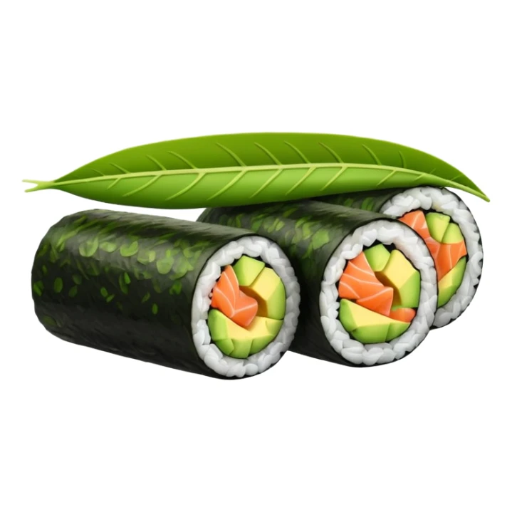 ["Salmon and avocado sushi roll wrapped in seaweed."] sticker