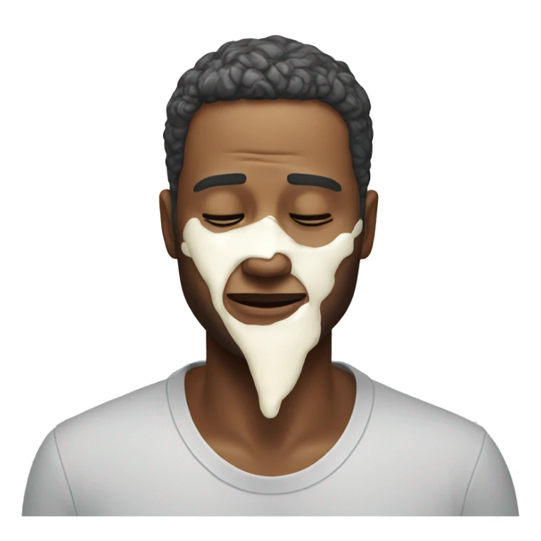 Man in pain with cream on his face sticker