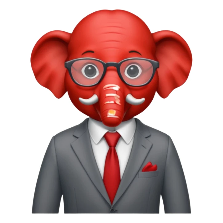 red elephant in a suit and glasses sticker